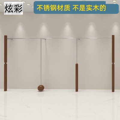 服装店展示架仿胡桃不锈钢水转印上墙挂衣杆女装店货陈列架架定制