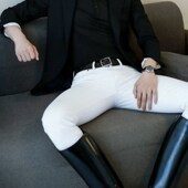 低腰性感弹力紧身白色牛仔裤 包腿小脚裤 发型师铅笔裤 男士 休闲裤 子