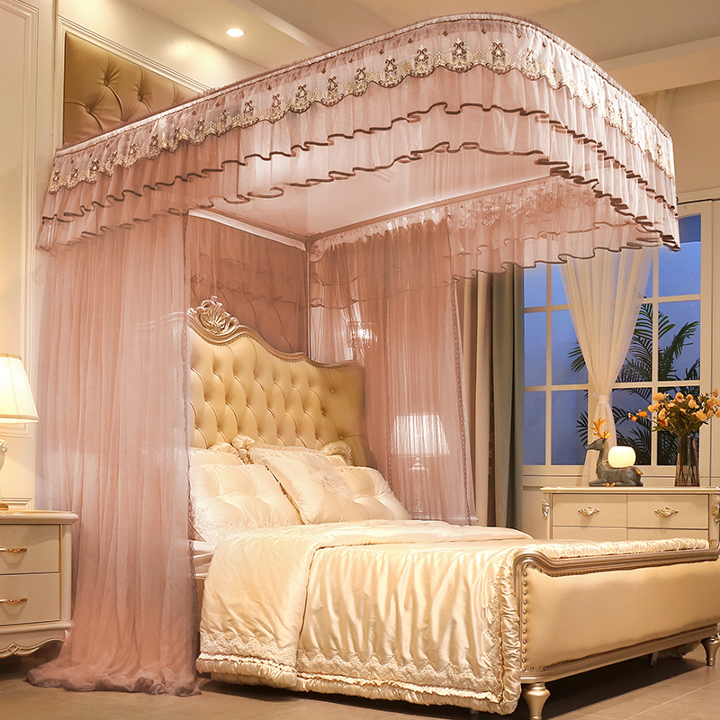 蚊帐2022新款家用卧室u型导轨落地公主风2021高级加厚加密免安装