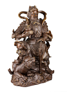 纯铜武财神赵公明摆件骑虎武财神爷家客厅办公室摆设开业礼品