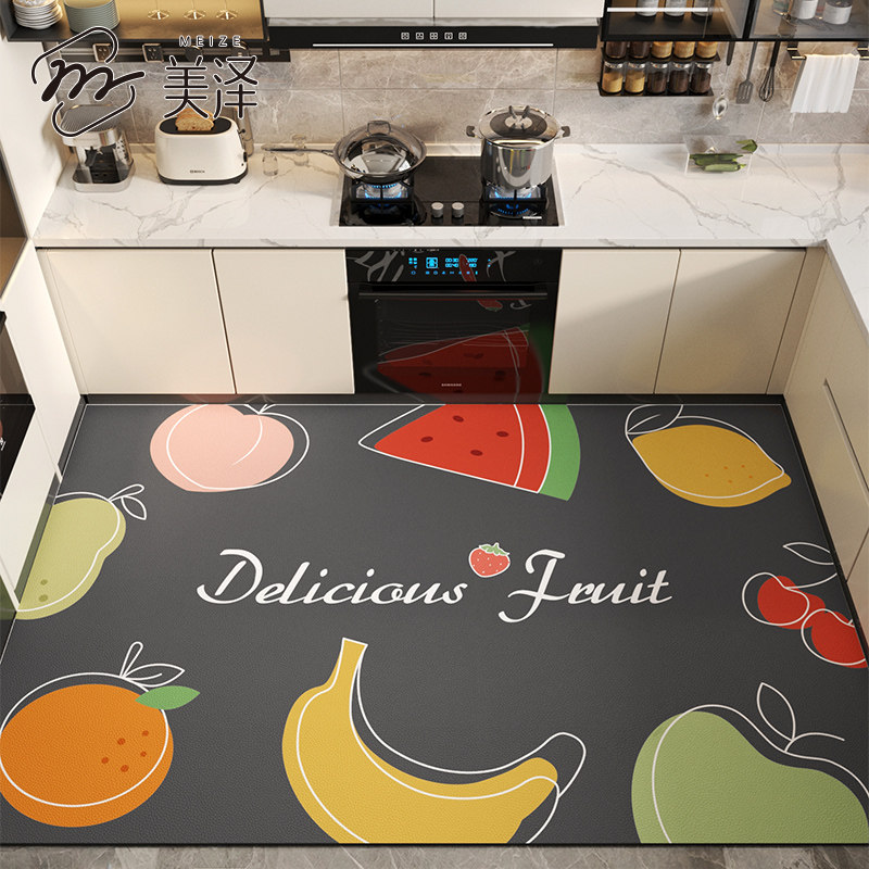厨房专用地垫2024新款门垫pvc可擦免洗整铺脚垫皮革防滑防油地毯,居家布艺,厨房地垫,淘宝优惠券,粉丝福利购,淘宝优惠卷