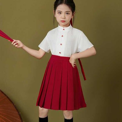 儿童演出服幼儿园古风汉服唐装表演服少儿诗歌朗诵国潮中国风套装