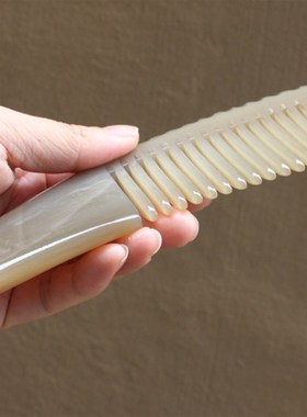 梳阁天然手工白水牛角梳子B151 厚实角尖 宽齿大齿梳 带角筋 送人