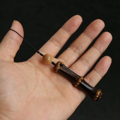 精选紫竹老料满钉老竹鞭根纯手工精工打磨制作手机钥匙配饰挂件竹