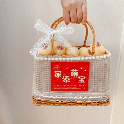 坐月子鸡蛋手提花篮产妇生宝宝月子礼物送闺蜜精致手工编织礼品包