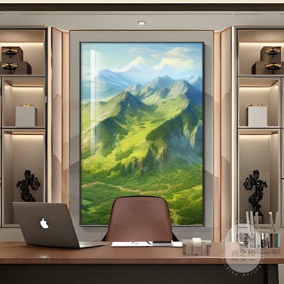 背有靠山总经理老板办公室装饰画青山图有山无水画公司背景墙挂画