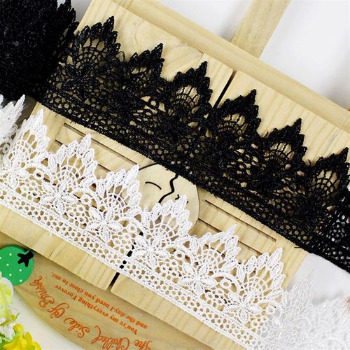 5cm宽黑白色蕾丝缕空辅料服装裙边袖边加长花边布料装饰优质涤光