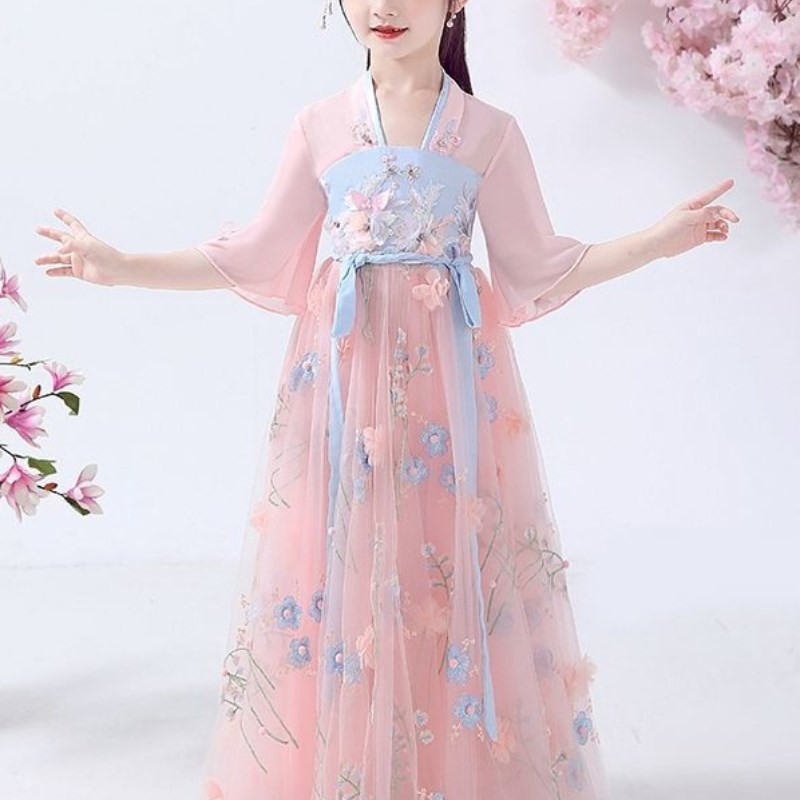 女童汉服夏古装仙女裙小女孩短袖中国风连衣裙儿童汉服女仙气古风
