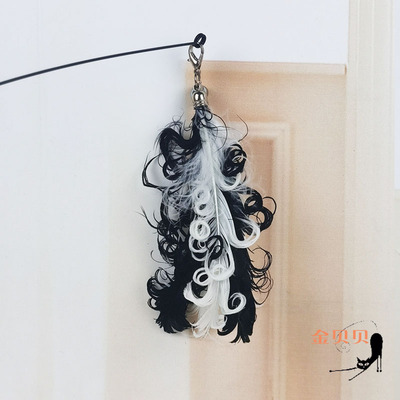 田田猫长杆钢丝羽毛小鸟逗猫棒替换头猫咪用品猫玩具耐咬逗猫器