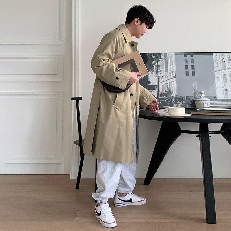 行走的大叔巴尔马肯大衣美式英伦复古简约中长款春秋风衣外套男生