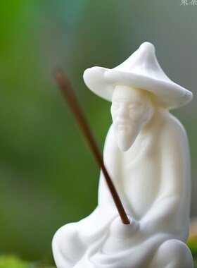 禅意无相佛中国白瓷摆件家居装饰陶瓷人物盆景造景工艺品袖珍茶宠