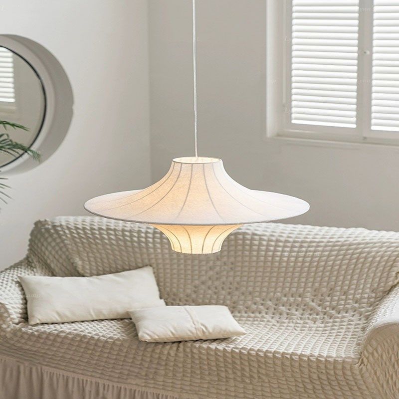 法式中古奶油风蚕丝飞碟吊灯餐厅客厅卧室房间灯设计师日式侘寂风,家装灯饰光源,餐厅吊灯,淘宝优惠券,粉丝福利购,淘宝优惠卷