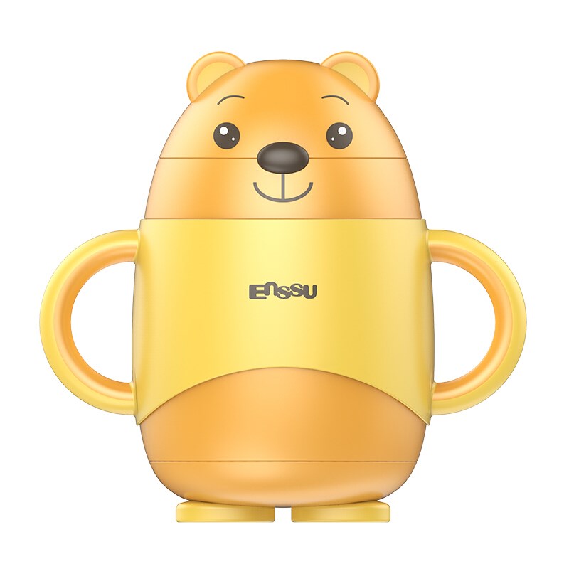 樱舒不锈钢儿童卡通吸管杯婴儿保温吸管杯带手柄喝水杯学饮杯