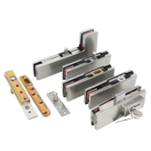 钢化玻璃门锁地锁里外双开门商铺无框地弹簧门下夹锁夹地插销插锁