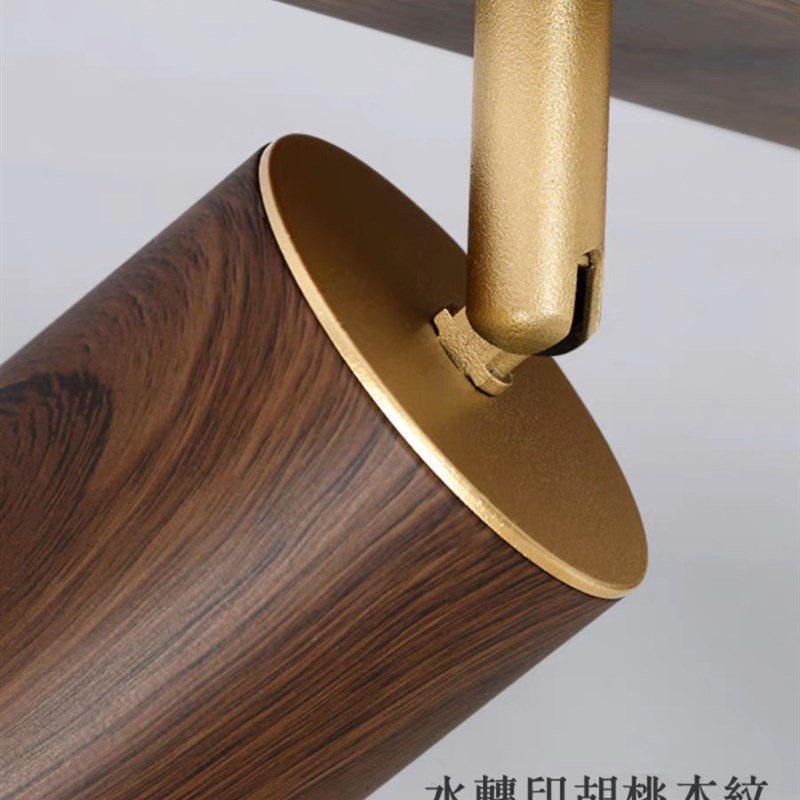 无主灯射灯木纹背景墙轨道灯新中式卧室衣帽间商用走廊过道导轨灯