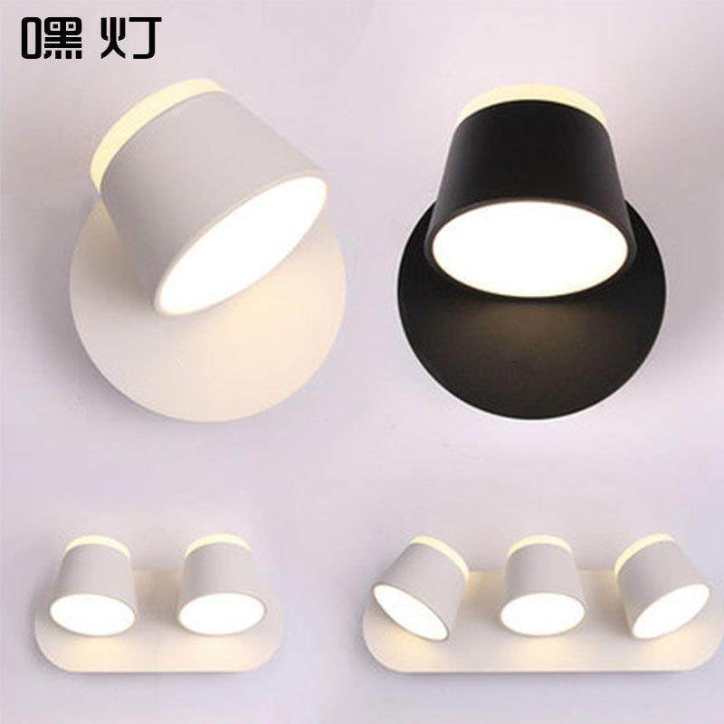 北欧现代简约旋转个性创意室内卧室床头壁灯酒店客厅装饰led壁灯