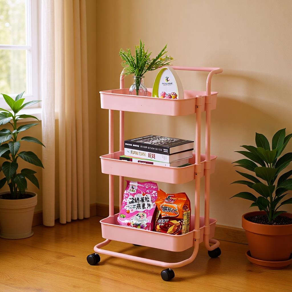 美容院置物小推车带轮子三层蔬菜水果收纳架多层收纳整理架客厅用
