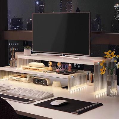 电脑增高架亚克力显示器双层支架办公室桌面收纳架笔记本置物架子