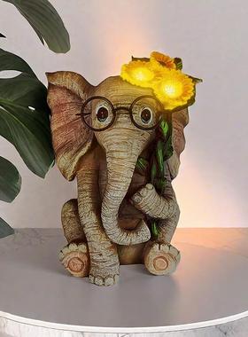 大象摆件户外花园庭院创意可爱树脂动物装饰阳台露台别墅天台布置
