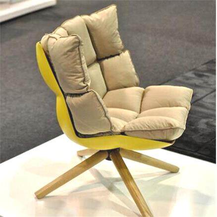 简约现代个性玻璃钢餐椅肌肉稻壳椅子设计师休闲家具洽谈旋转椅