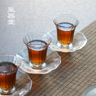 日式闻香杯耐热玻璃高杯聚香杯女士主人杯配杯碟个人杯品茗杯单杯