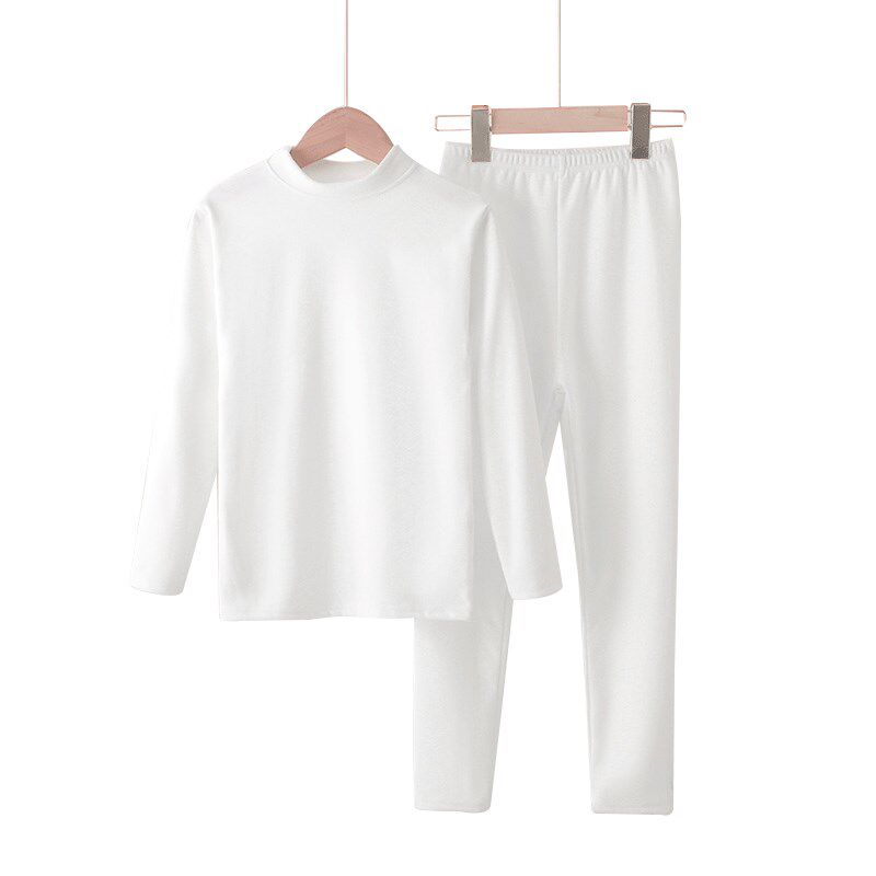 德绒儿童保暖内衣套装加绒中高领男女童秋衣秋裤黑色白色肤色紧身