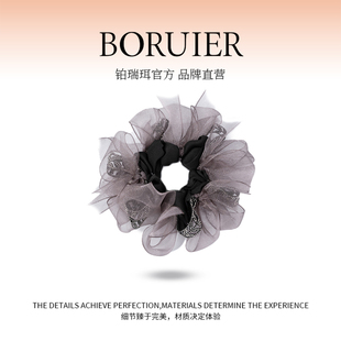 铂瑞珥新款蝴蝶结飘带大肠发圈女慵懒气质麦穗丸子头发绳百搭头饰