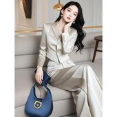 夏季 欧货醋酸时髦洋气西装 2026新款 两件套装 职业通勤时尚 西服女装