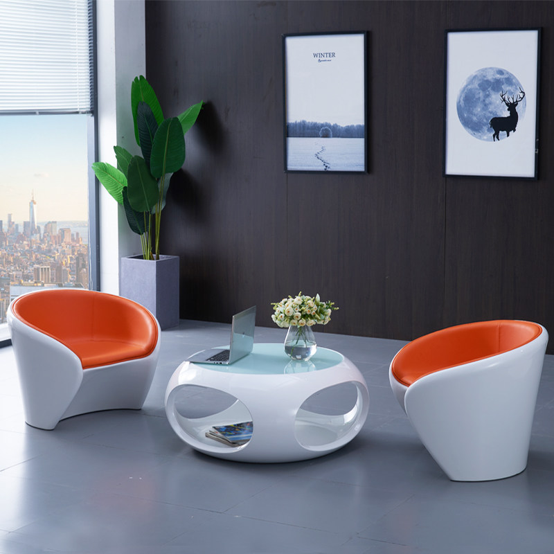 接待桌椅组合休息区洽谈圆形茶几桌椅4S店铺售楼部影楼会客沙发椅