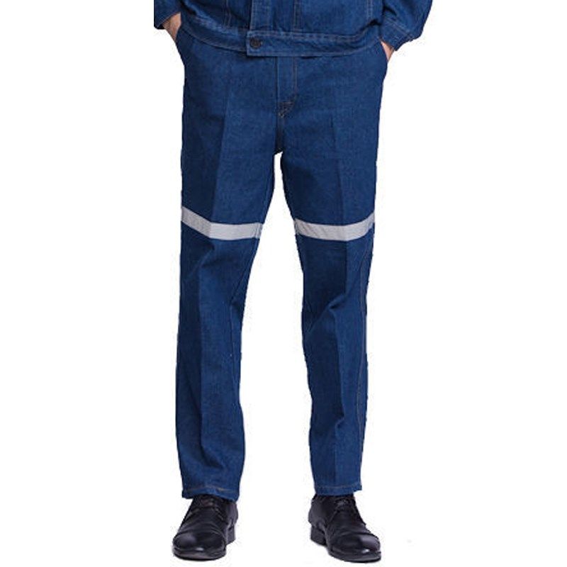 牛仔反光条工作服加厚耐磨透气抗火花套装裤子工地劳保服工装制服