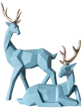 北欧风格几何麋鹿摆件工艺品创意店铺样板房办公室橱窗摆设装饰品