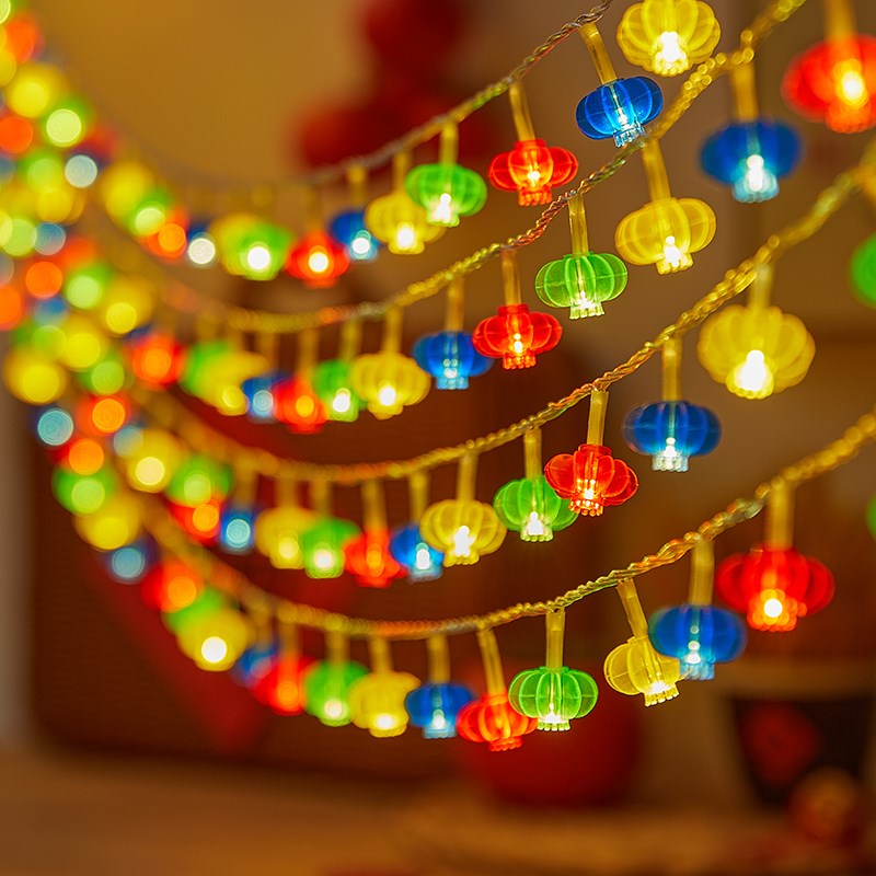 新年装饰灯串led红灯笼串灯家用氛围灯中式福字灯笼装饰灯庭院