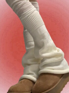 SUPPER花花复古潮酷宽松阔腿喇叭形腿套春粗针毛线保暖百搭长袜