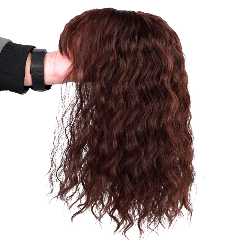 头顶补发头发稀少真发假发片女卷发蓬松无痕遮白发盖刘海妈妈短发