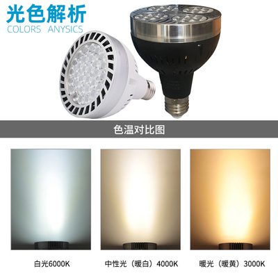 led射灯35W聚光par30灯泡e27螺口轨道灯服装店商场40W帕灯COB光源
