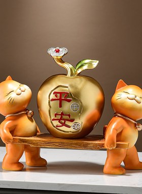 招财猫葫芦摆件新中式客厅办公室玄关装饰工艺品搬家礼物乔迁礼品