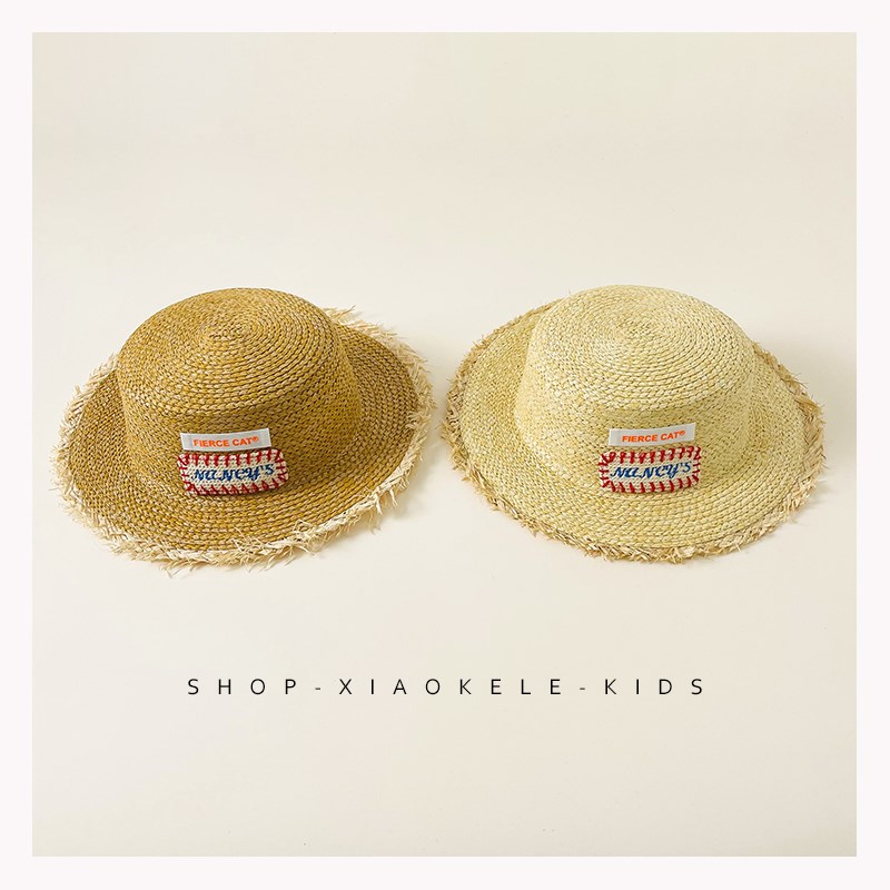 韩国儿童草帽男童夏季大帽檐女孩草编帽子宝宝遮阳防晒帽麦秆帽潮