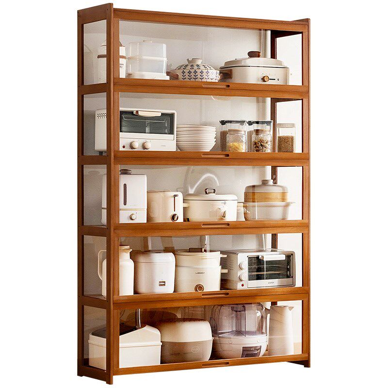 收纳柜带门货架家用厨房置物柜客厅整理架落地多层储物橱柜餐边柜