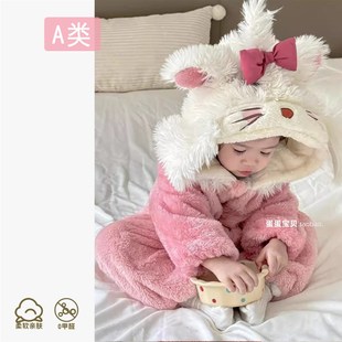婴儿衣服连体女宝宝冬装夹棉服超萌可爱外出婴幼儿一岁秋冬季加厚