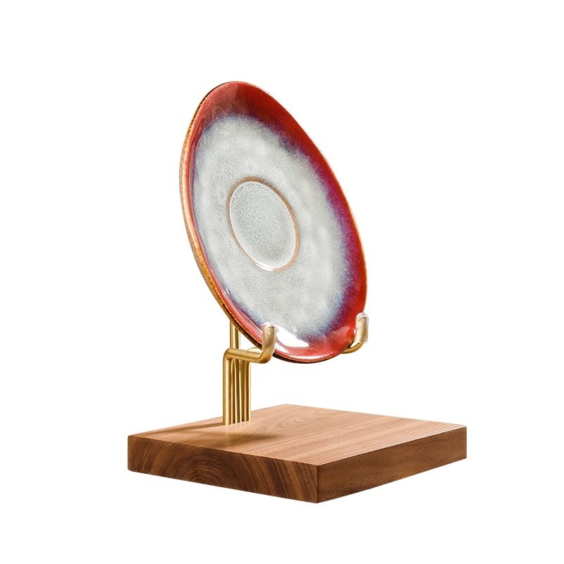 实木盘子支架展示架瓷盘器盏碟工艺品圆形摆件陈列架子平安扣底座