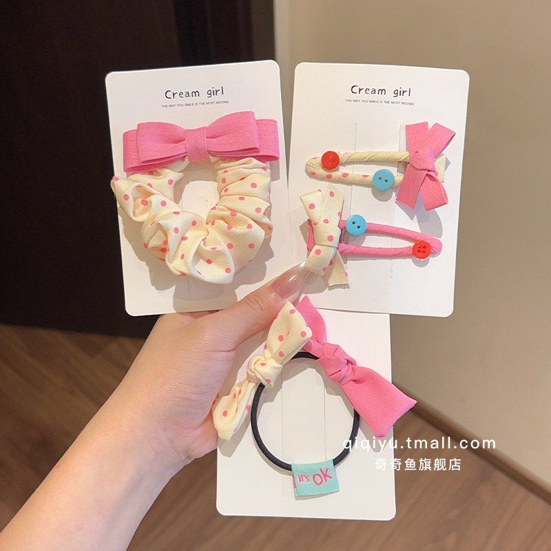 粉色系可爱波点蝴蝶结儿童发圈女童扎丸子头发绳甜美发饰头绳发夹,童装/婴儿装/亲子装,发饰,淘宝优惠券,粉丝福利购,淘宝优惠卷