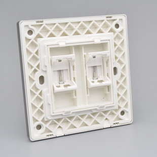 深灰色双口空白信息面板带标识六类七类网络电话墙壁插座不含模块