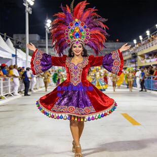 开场羽毛桑巴舞演出服装巴西狂欢节红磨坊马戏桑巴印度舞表演服装