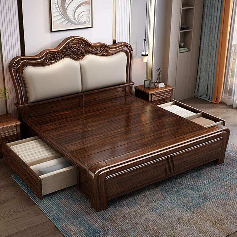 法式实木床主卧高端大气1米8乘2米大床加厚榫卯结构箱式床储物床