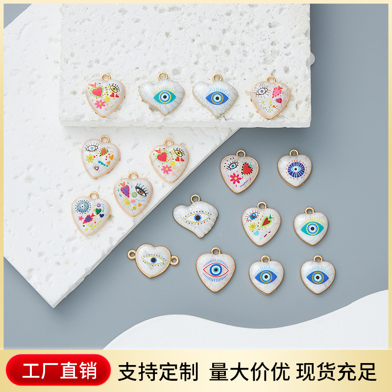 秋季新品点钻滴油合金涂鸦挂饰女款吊坠单孔耳环手链手工DIY配件