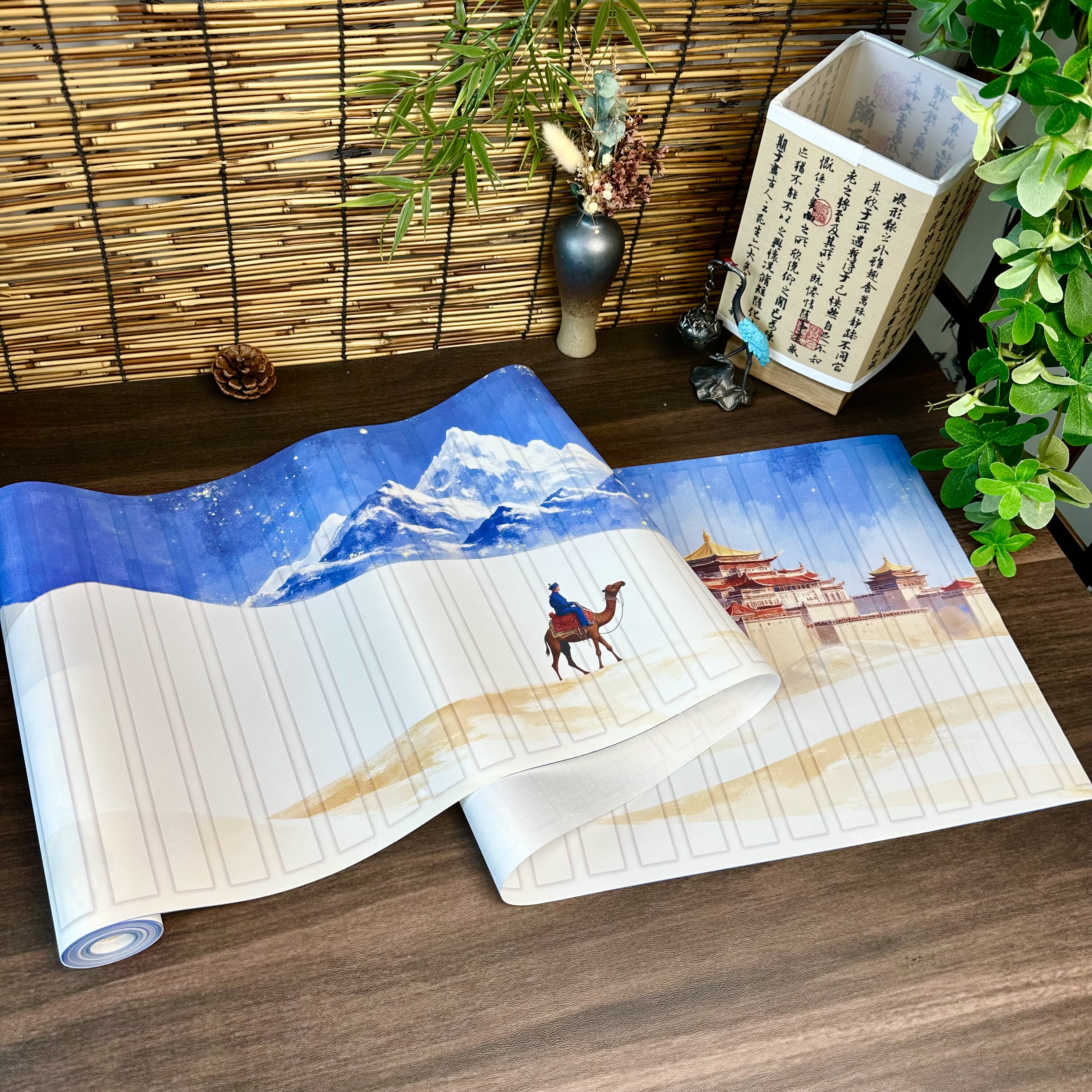 【雪山梵宫】绢布不洇墨书写细腻流畅10m文房四宝书法练习卷轴