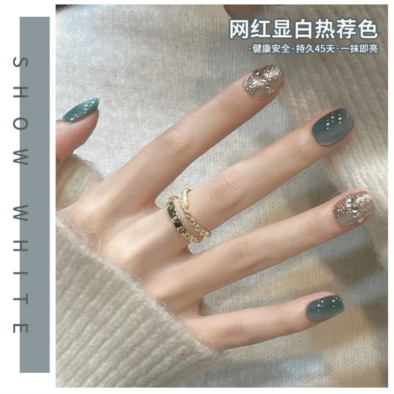 蓝色玻璃珠猫眼指甲油胶2025新款