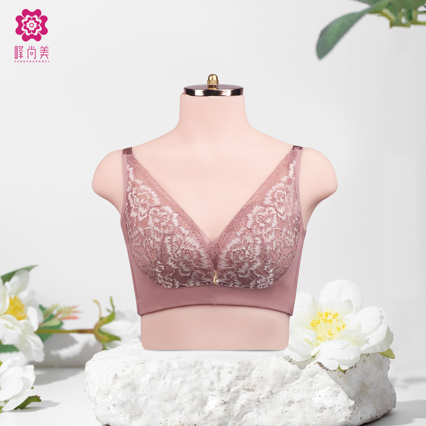 峰尚美内衣女法式聚拢性感蕾丝收副乳无钢圈薄款文胸套装/芳菲
