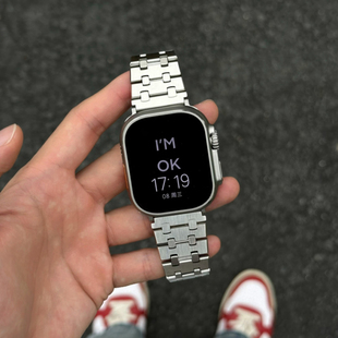 适用iwatchS11不锈钢手表带金属表带AP钢带applewatch腕带s11手表带ultra改装 替换腕带高级感苹果手表表带