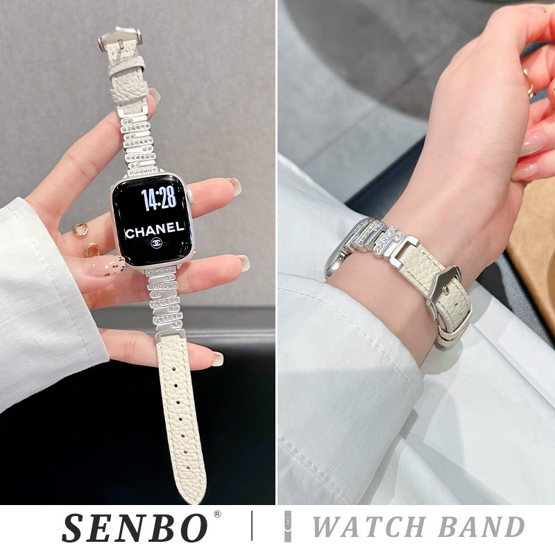 iwatchS11不规则镶钻拼皮表带